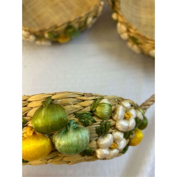 3 Wicker natural bowl nesting baskets 3D vegetables - Picture 3 of 10